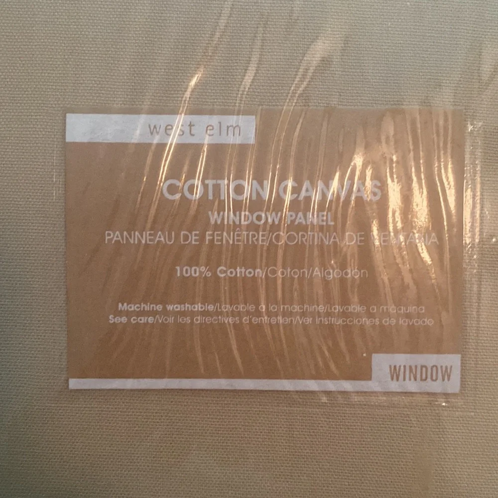 West Elm cotton canvas window panel 48x108 still in package. Tan. NWT
